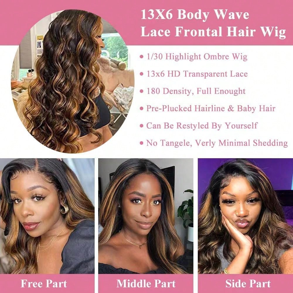 P1B30 Body Wave Highlight Ombr – Hd Lace Frontal Wig Human Hair Pre Plucked Bewertung und Preis